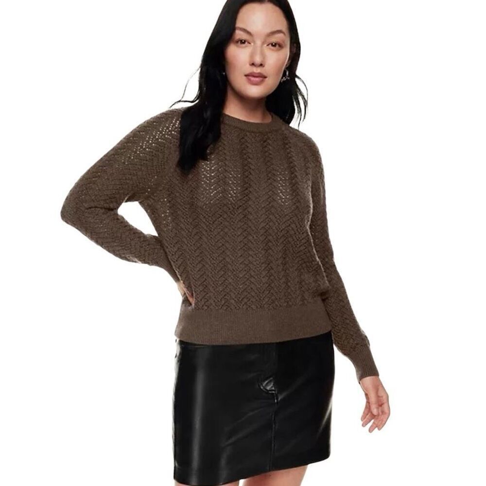 Aritzia Wilfred Arbor Merino Wool Sweater Womens Small Rich Mocha Brown - Picture 3 of 12